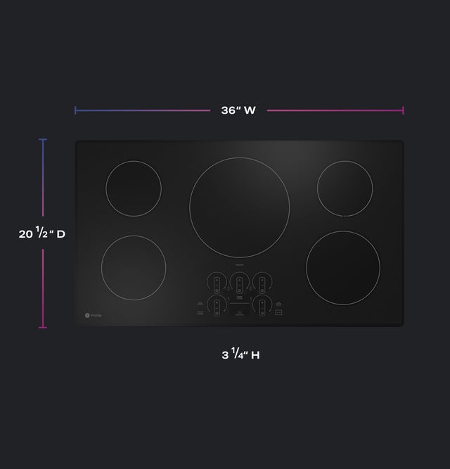 GE PHP7036DTBB 36 Inch Induction Smart Cooktop with 5 Induction E...