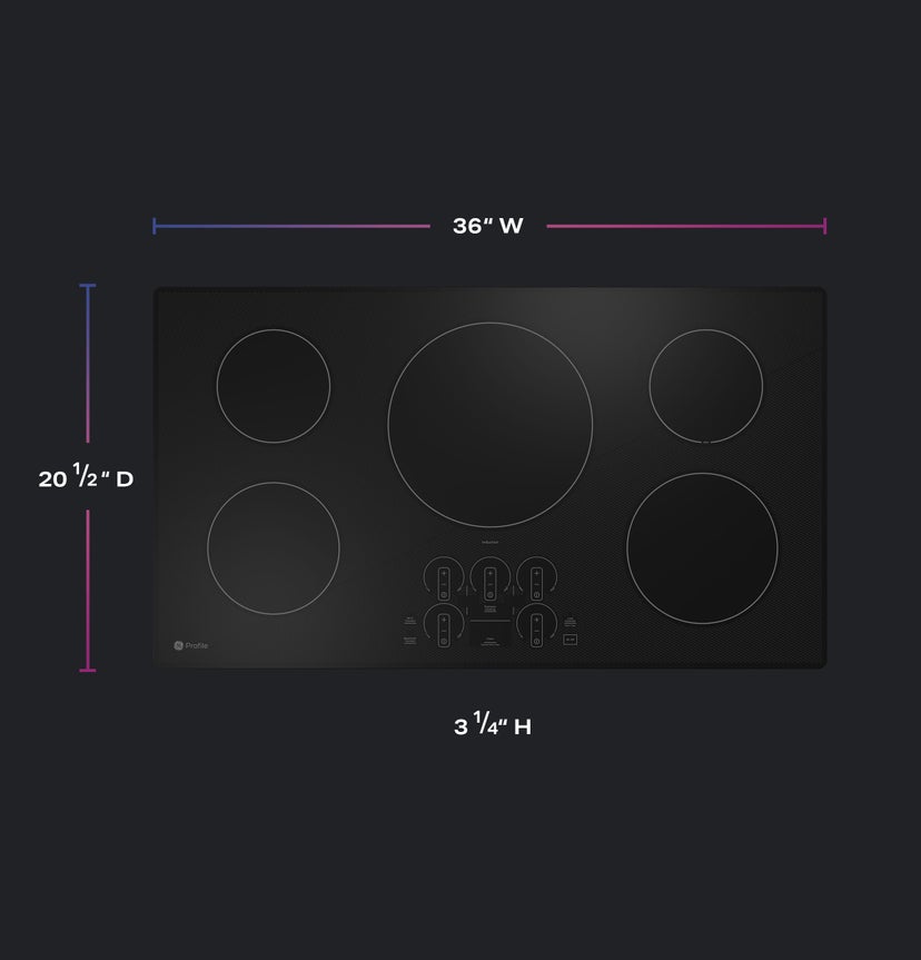 GE PHP7036DTBB 36 Inch Induction Smart Cooktop with 5 Induction E...