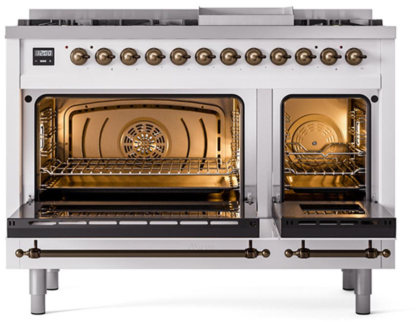 Ilve UP48FNMPRABLP Ral Custom Color With Bronze Knobs, Liquid Propane
