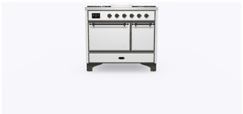 Ilve UMD10FDQNS3RABLP 40" Dual Fuel Freestanding Range w/ 6 Sealed Burne...