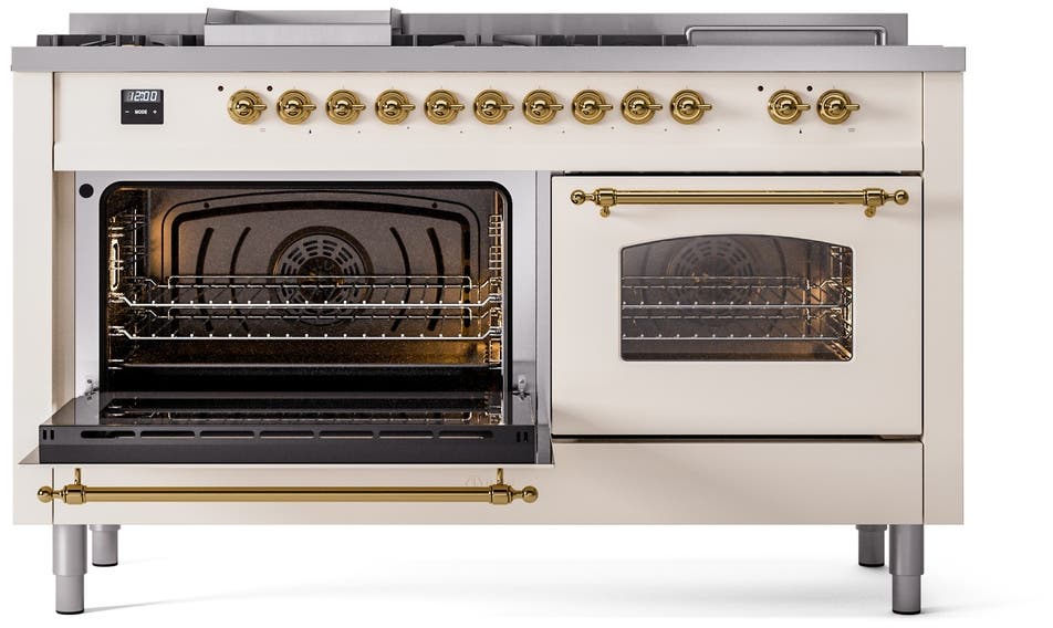 Ilve UP60FSNMPAWGLP Antique White With Brass Trim, Lp