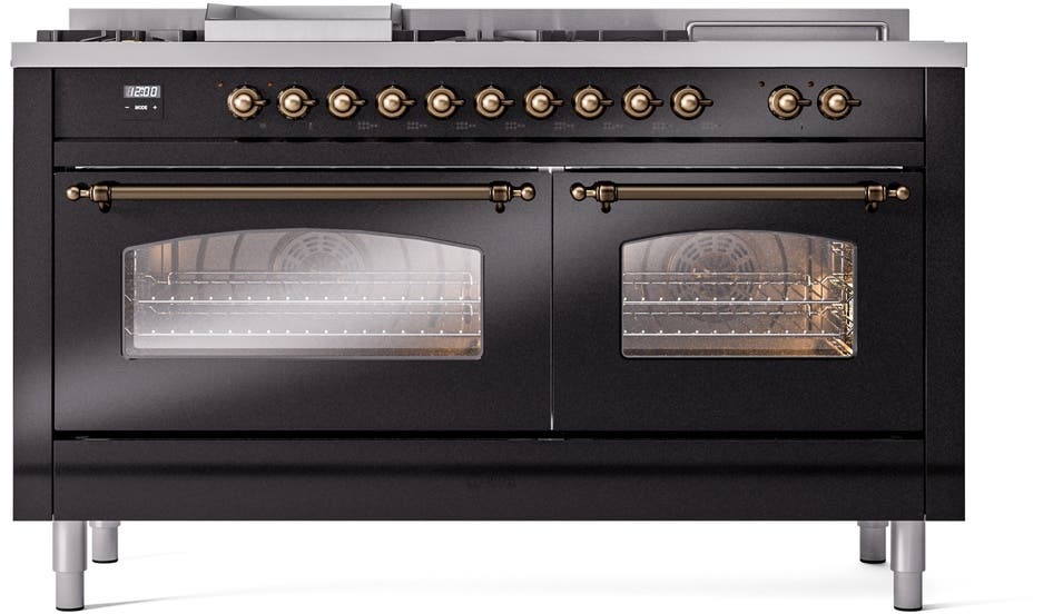 Ilve UP60FSNMPBKBLP Glossy Black With Bronze Trim, Lp