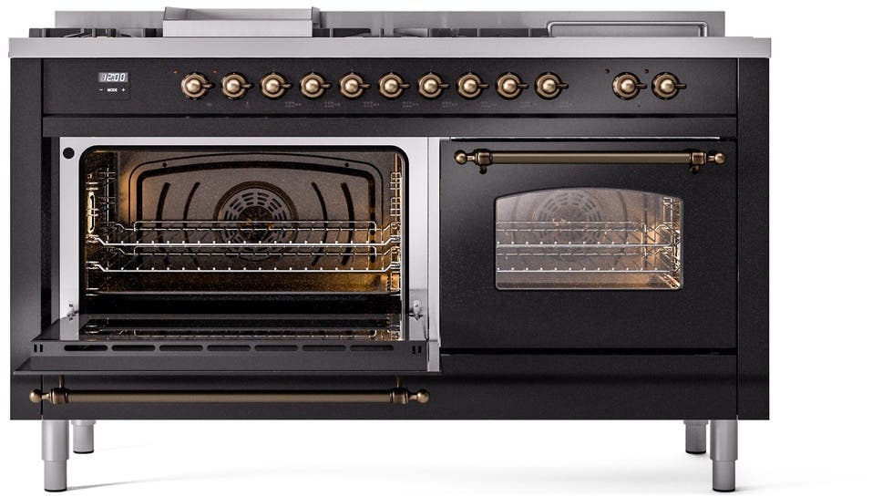 Ilve UP60FSNMPBKBLP Glossy Black With Bronze Trim, Lp