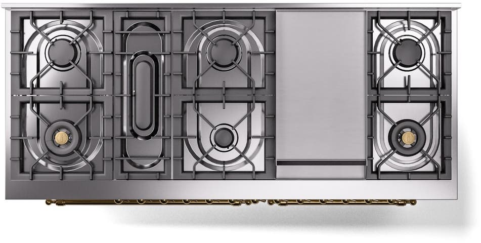 Ilve UP60FNMPAWGLP Antique White, Brass Trim, Triple Glass Door
