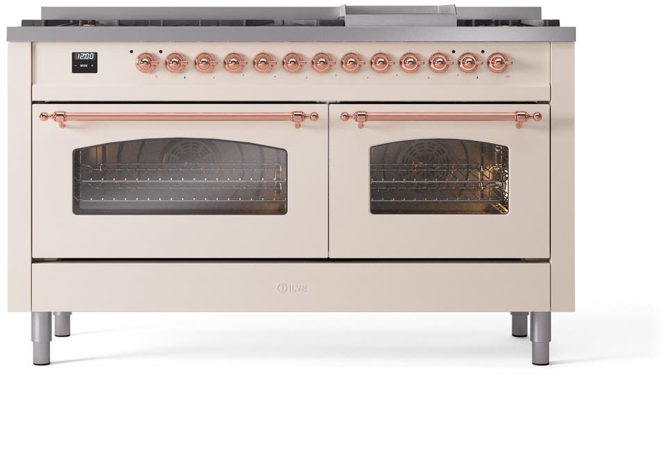 Ilve UP60FNMPAWPLP Antique White With Copper Trim, Lp