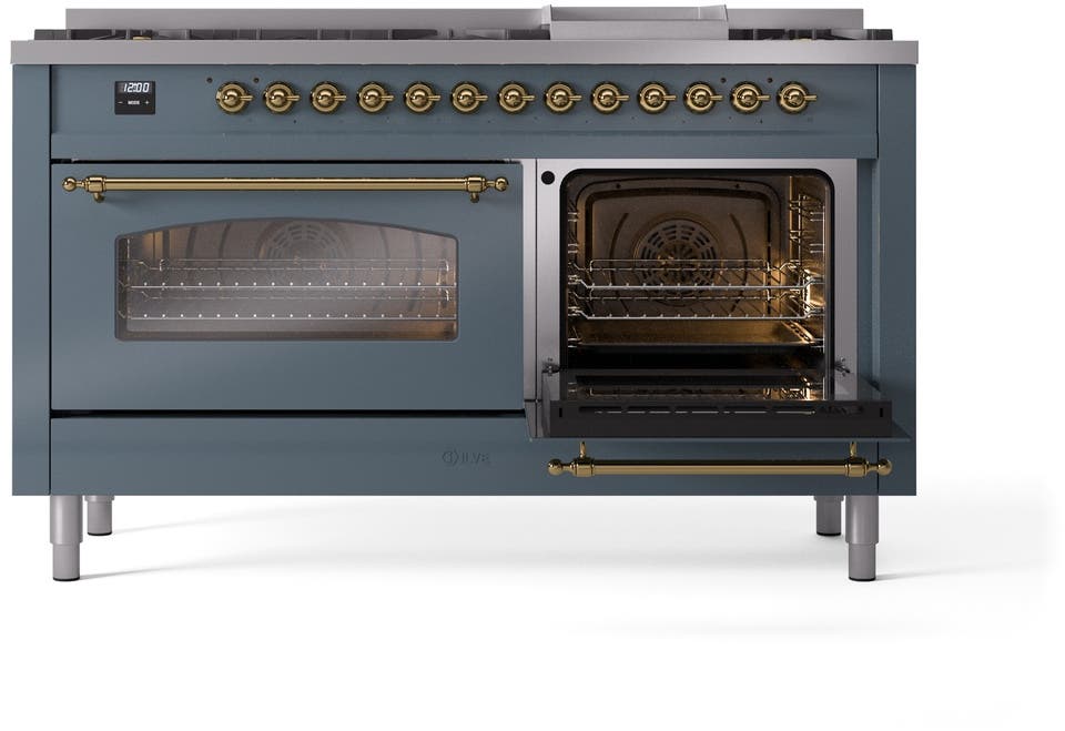 Ilve UP60FNMPBGGLP Blue Grey With Brass Trim, Lp