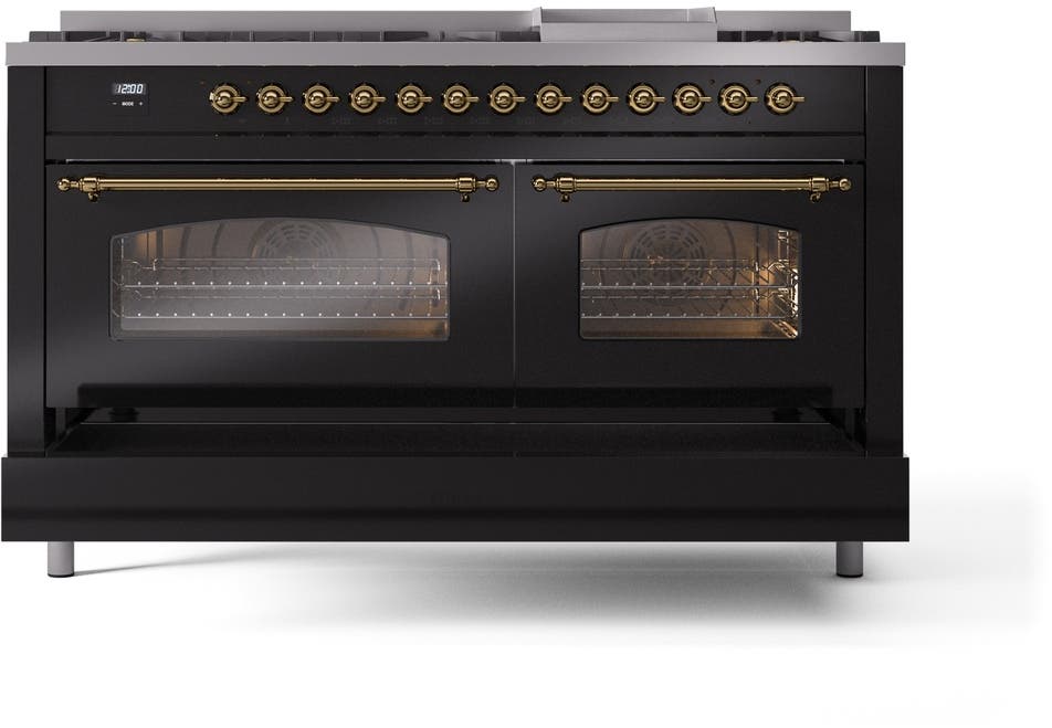 Ilve UP60FNMPBKGLP Glossy Black With Brass Trim, Lp