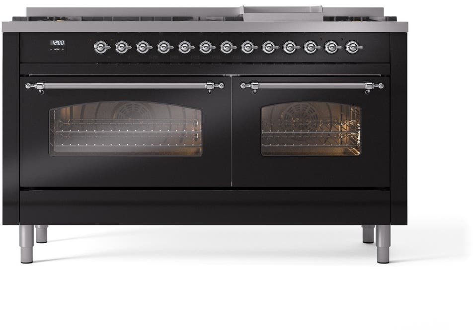 Ilve UP60FNMPBKCLP Glossy Black With Chrome Trim, Lp