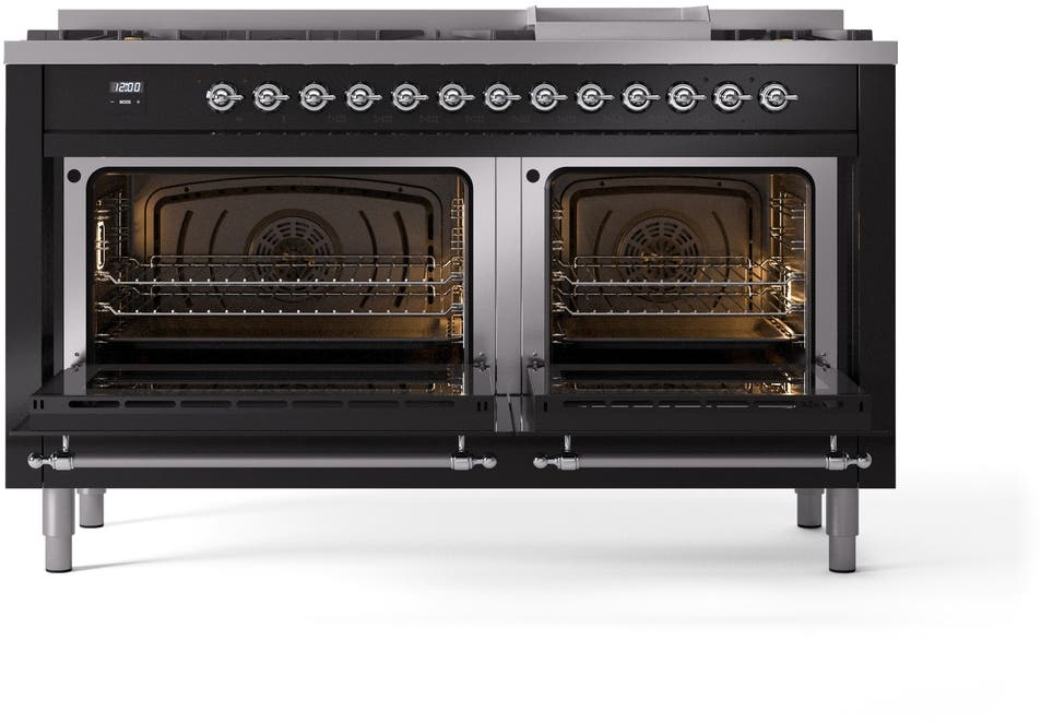 Ilve UP60FNMPBKCLP Glossy Black With Chrome Trim, Lp