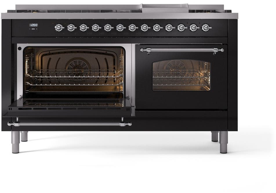 Ilve UP60FNMPBKCLP Glossy Black With Chrome Trim, Lp