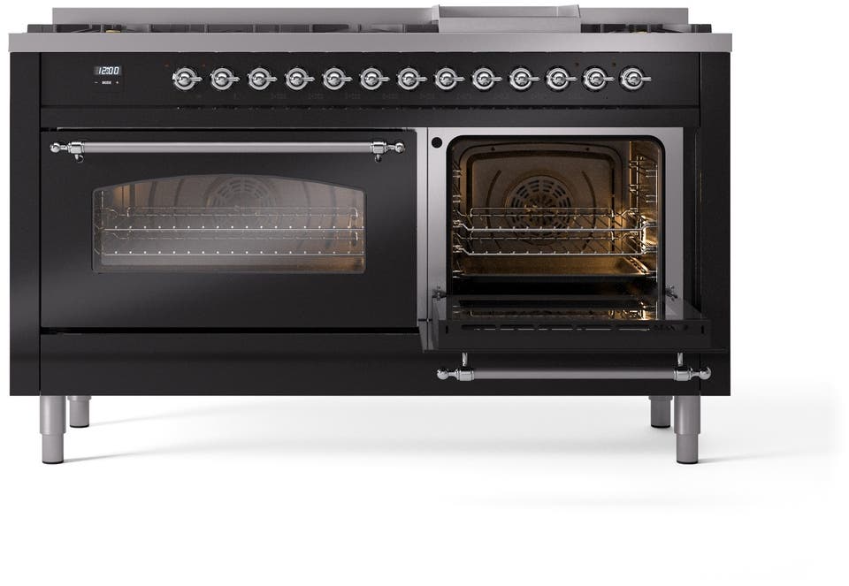 Ilve UP60FNMPBKCLP Glossy Black With Chrome Trim, Lp