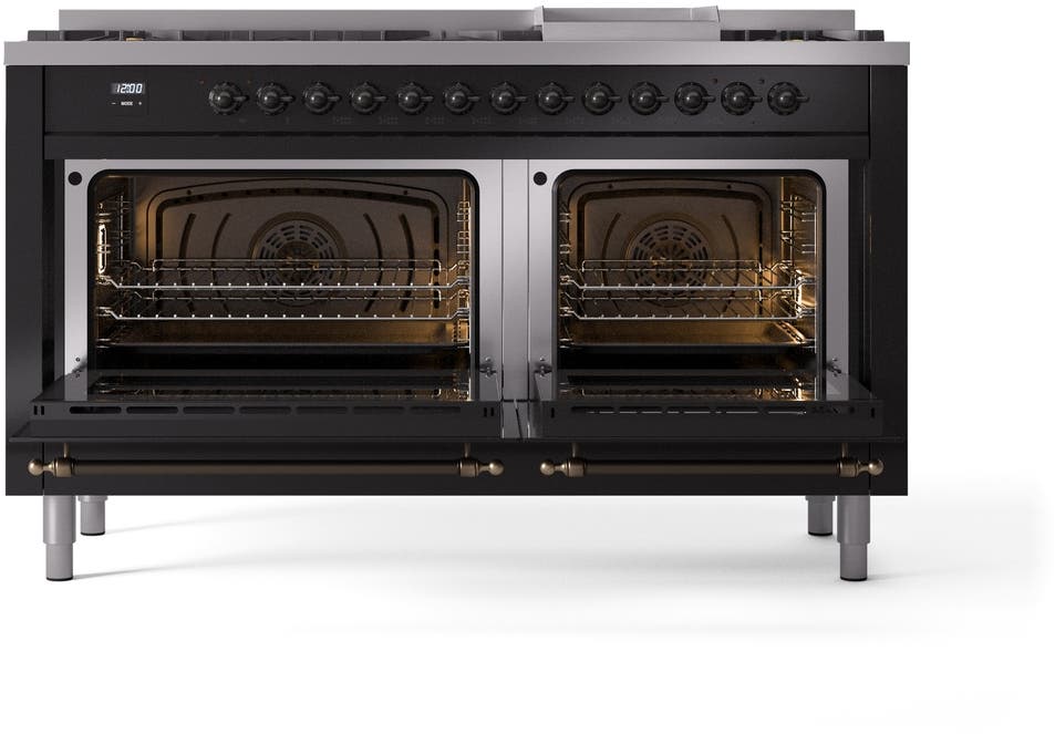 Ilve UP60FNMPBKBLP Glossy Black With Bronze Trim, Lp