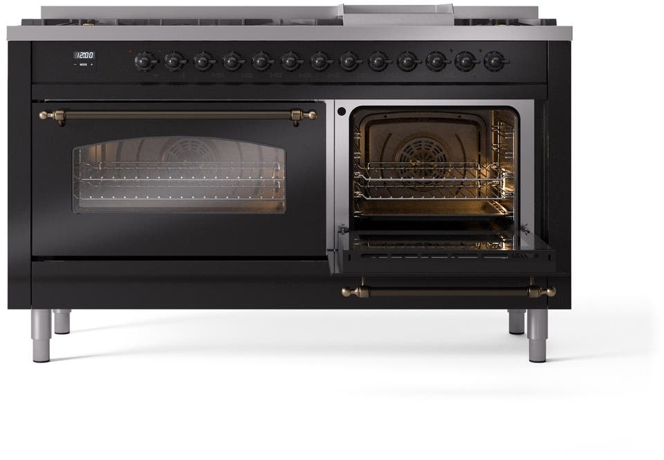 Ilve UP60FNMPBKBLP Glossy Black With Bronze Trim, Lp