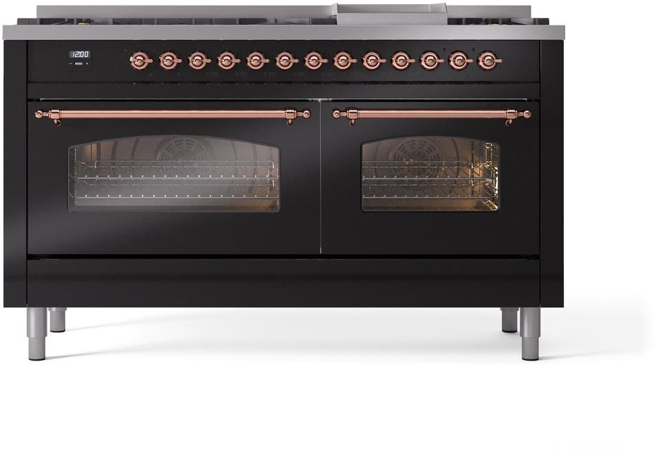 Ilve UP60FNMPBKPLP Glossy Black With Copper Trim, Lp