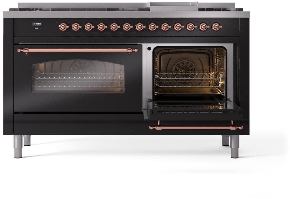 Ilve UP60FNMPBKPLP Glossy Black With Copper Trim, Lp