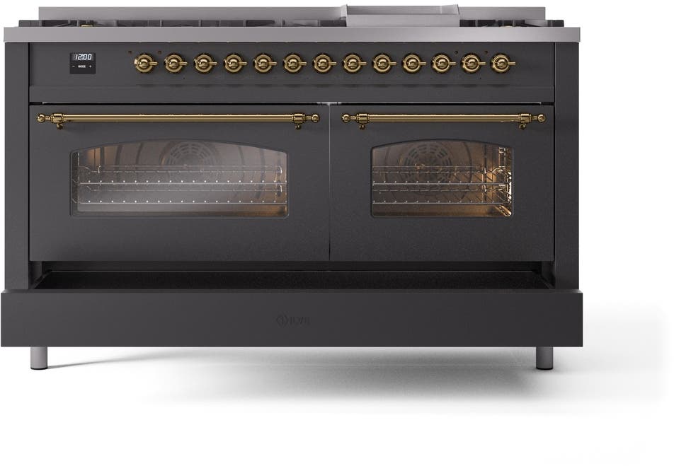 Ilve UP60FNMPMGGLP Graphite Matte With Brass Trim, Lp
