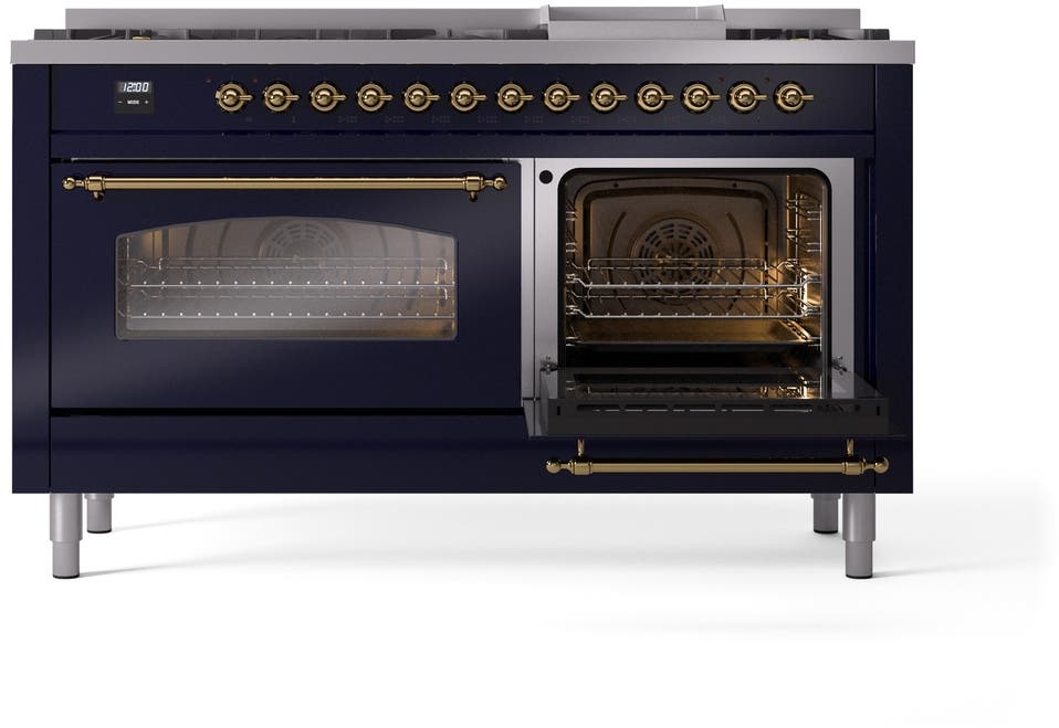 Ilve UP60FNMPMBGLP Midnight Blue With Brass Trim, Lp