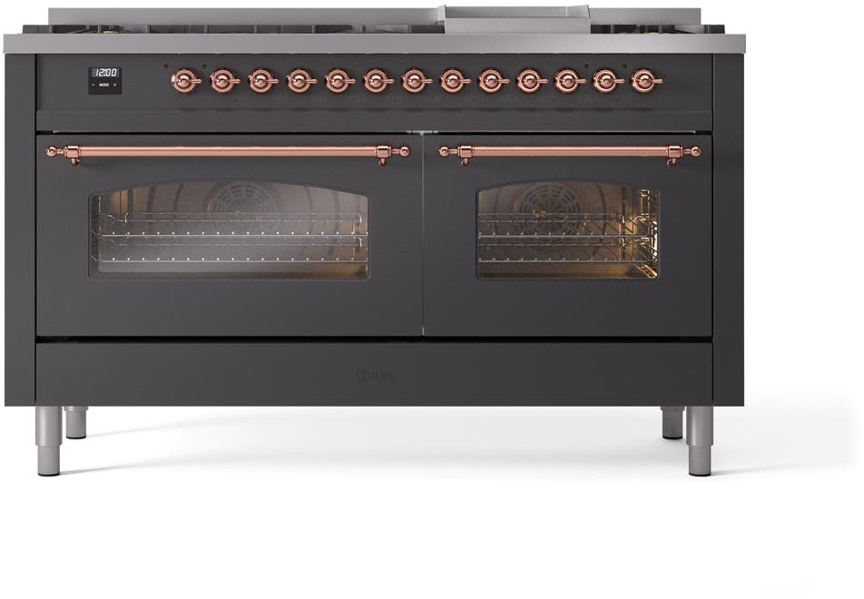 Ilve UP60FNMPMGPLP Graphite Matte With Copper Trim, Lp