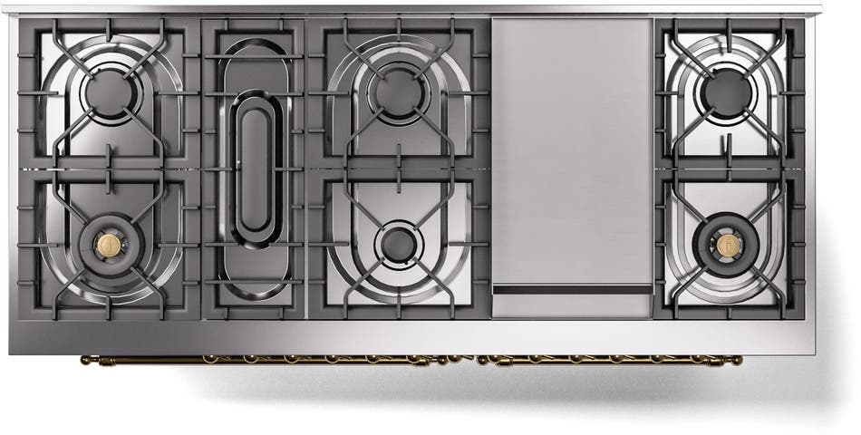 Ilve UP60FNMPSSGLP Stainless Steel, Brass Trim, Triple Glass Door