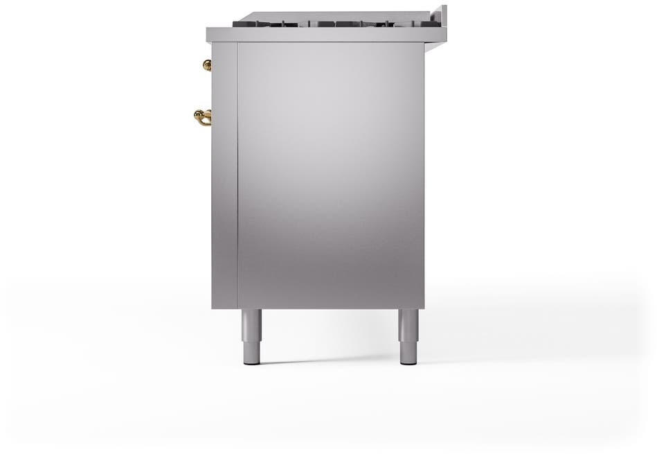 Ilve UP60FNMPSSGLP Stainless Steel, Brass Trim, Triple Glass Door
