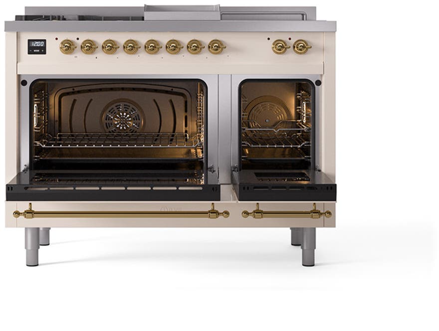Ilve UP48FSQNMPAWG Antique White With Brass Trim