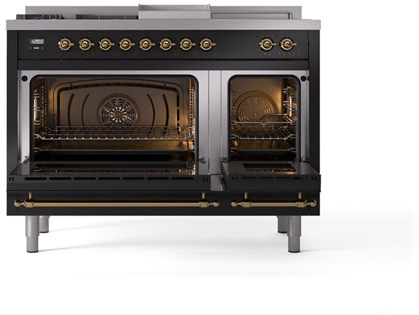 Ilve UP48FSQNMPBKGLP Nostalgie 48 Inch Dual Fuel Range with 5 Sealed Bu...