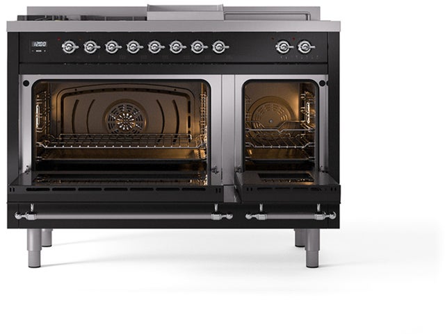 Ilve UP48FSQNMPBKC Nostalgie 48 Inch Dual Fuel Range with 5 Sealed Bu...