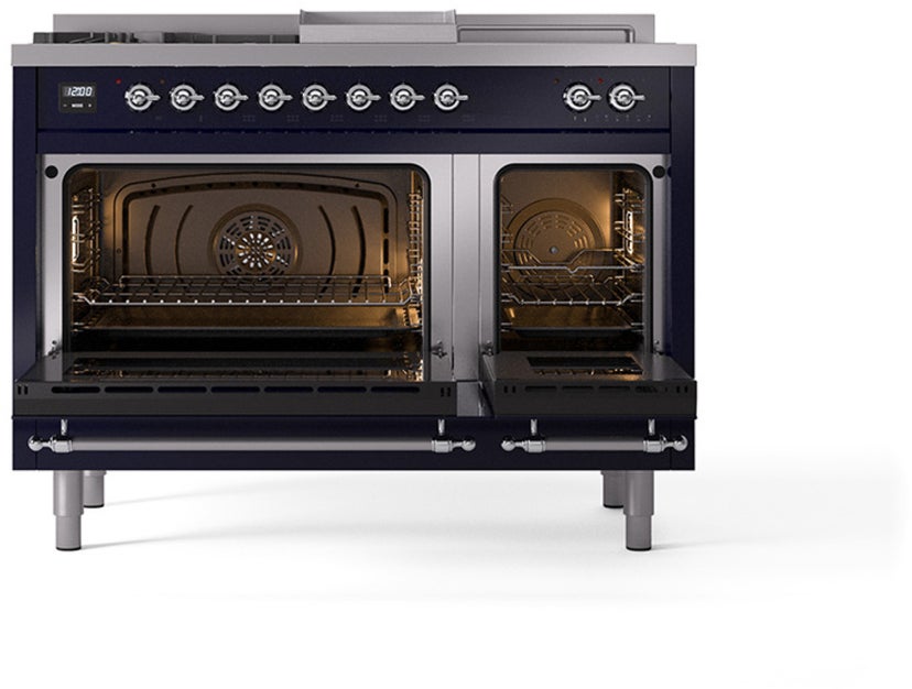 Ilve UP48FSQNMPMBCLP Nostalgie 48 Inch Dual Fuel Range with 5 Sealed Bu...