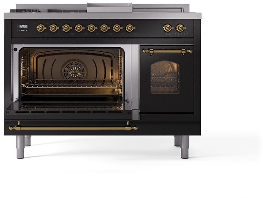 Ilve UP48FSNMPBKGLP Glossy Black, Brass Trim