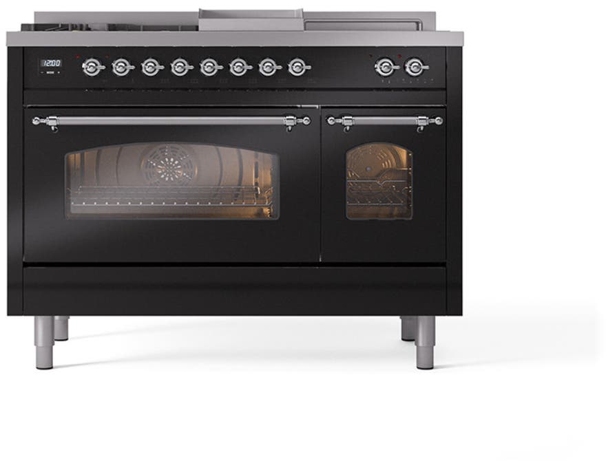 Ilve UP48FSNMPBKCLP Glossy Black With Chrome Trim, Lp