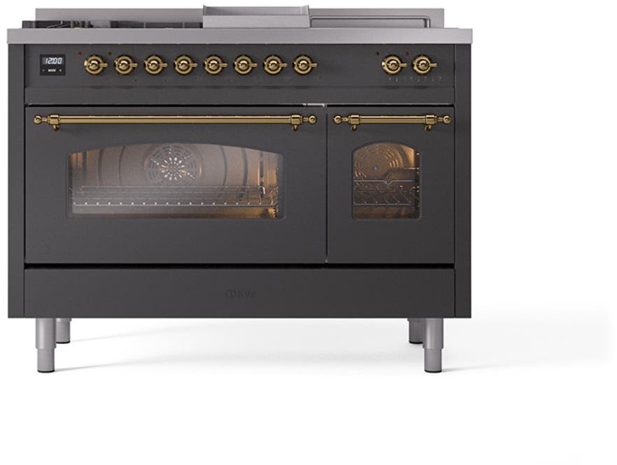 Ilve UP48FSNMPMGGLP Graphite Matte With Brass Trim, Lp