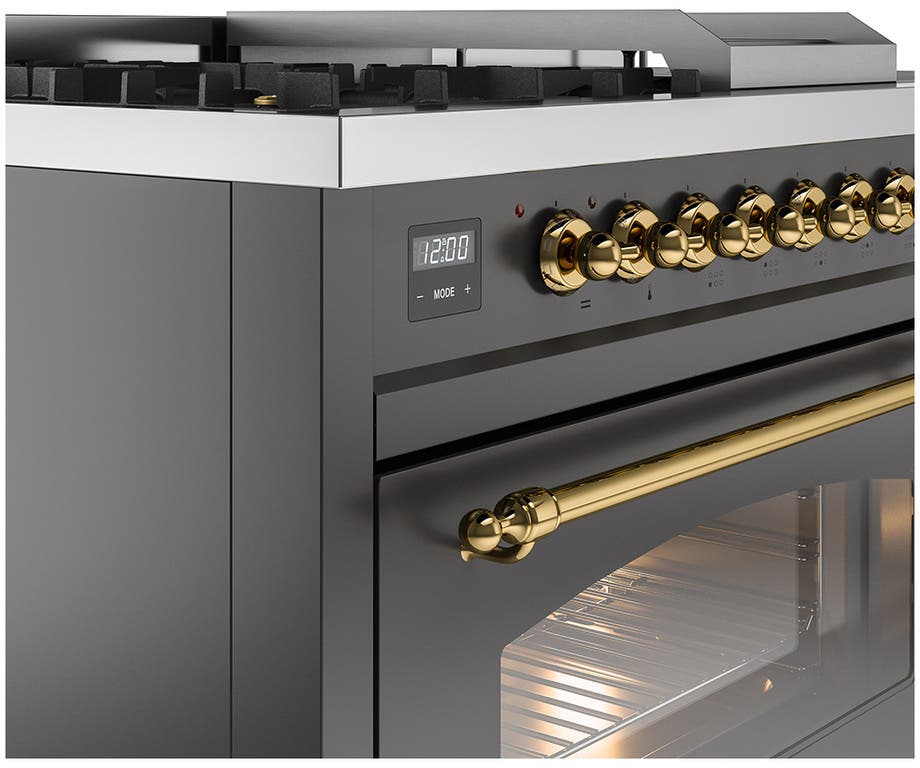 Ilve UP48FSNMPMGGLP Graphite Matte With Brass Trim, Lp