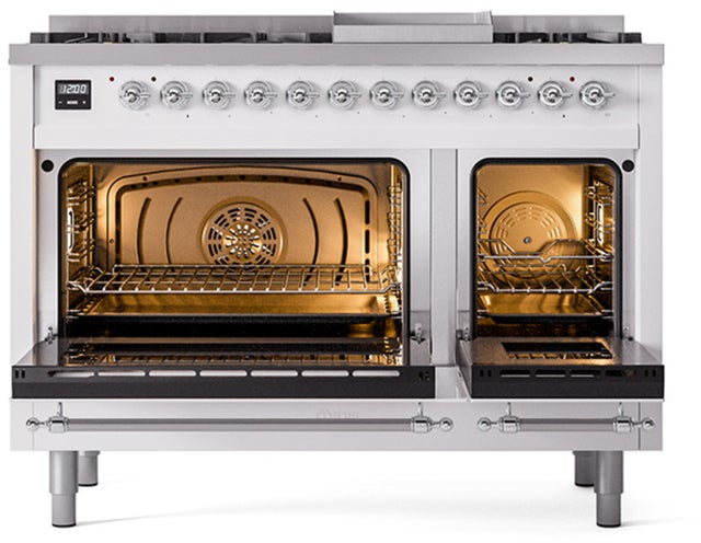 Ilve UP48FQNMPWHC Nostalgie 48 Inch Dual Fuel Range with 8 Sealed Bu...