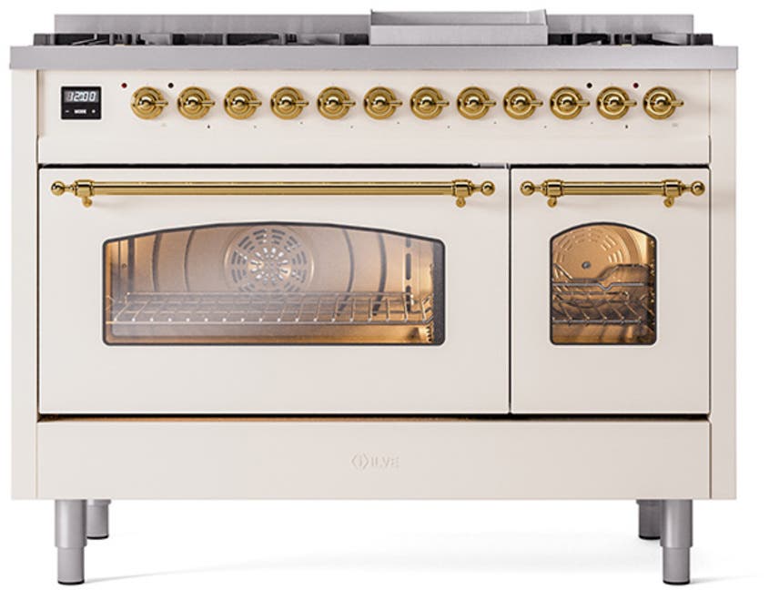 Ilve UP48FNMPAWGLP Antique White With Brass Trim, Lp