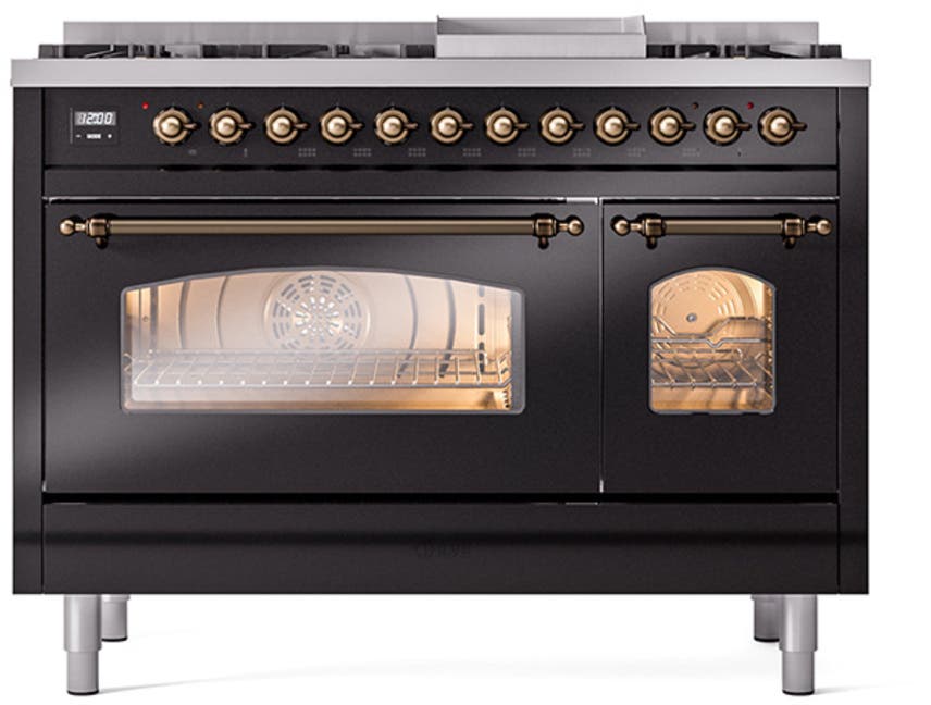 Ilve UP48FNMPBKBLP Glossy Black With Bronze Trim, Lp