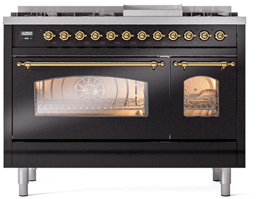 Ilve UP48FNMPBKGLP Glossy Black With Brass Trim, Lp