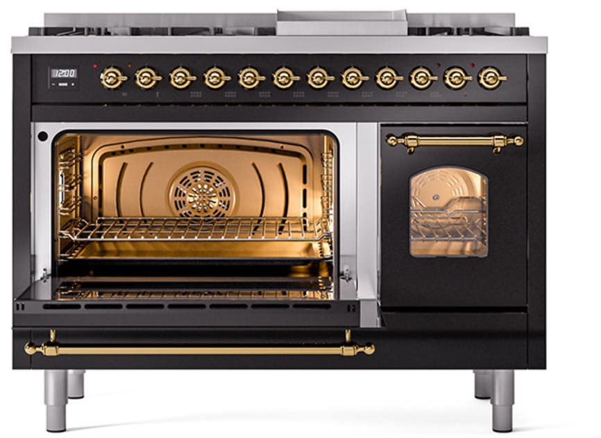 Ilve UP48FNMPBKGLP Glossy Black With Brass Trim, Lp