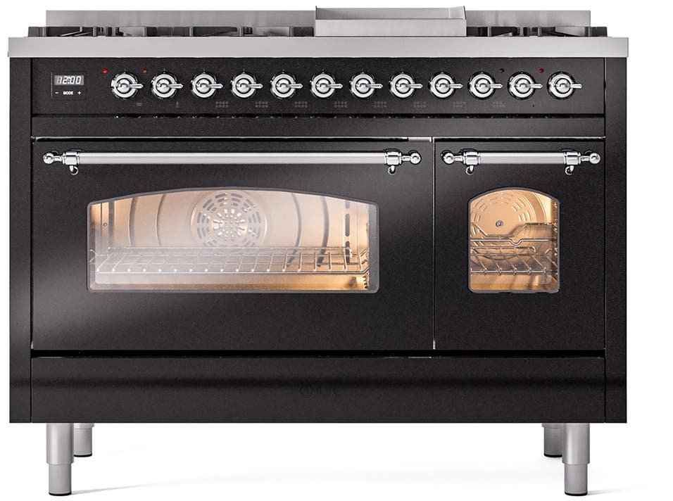 Ilve UP48FNMPBKCLP Glossy Black With Chrome Trim, Lp