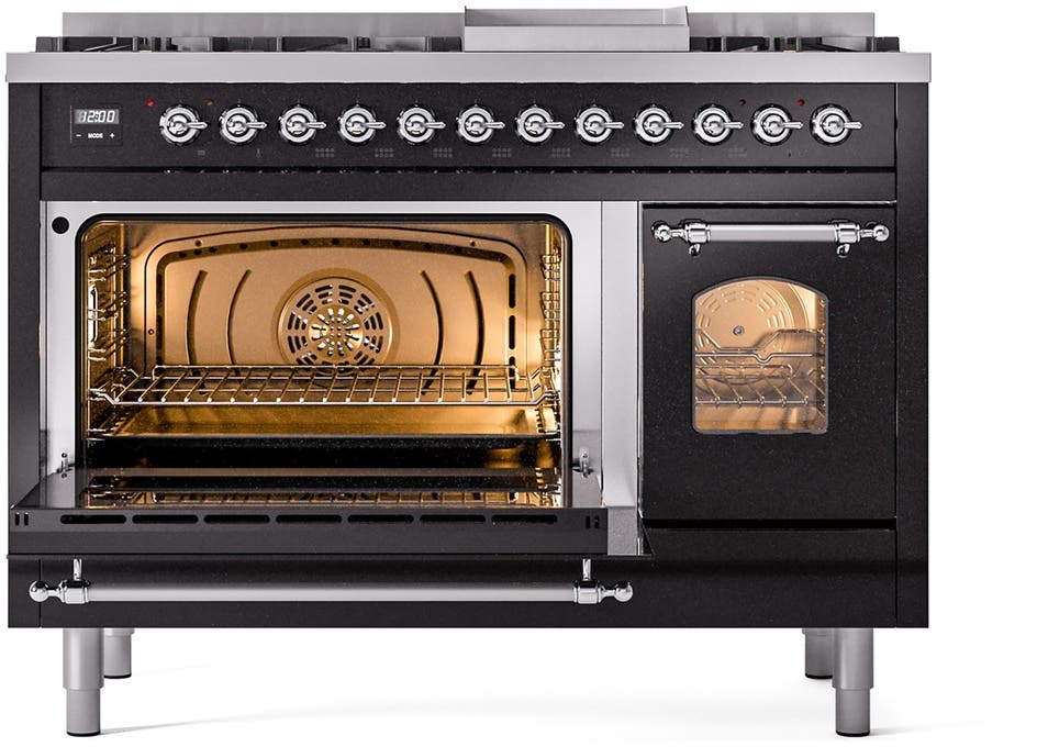 Ilve UP48FNMPBKCLP Glossy Black With Chrome Trim, Lp