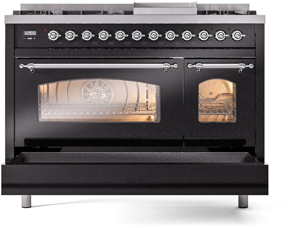 Ilve UP48FNMPBKCLP Glossy Black With Chrome Trim, Lp