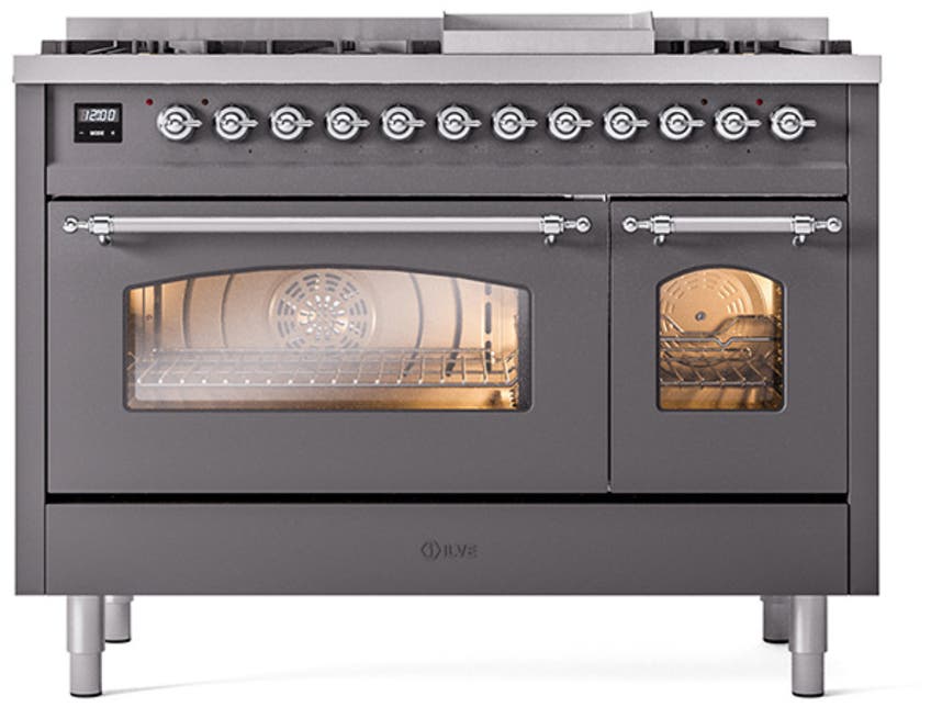 Ilve UP48FNMPMGCLP Graphite Matte With Chrome Trim, Lp