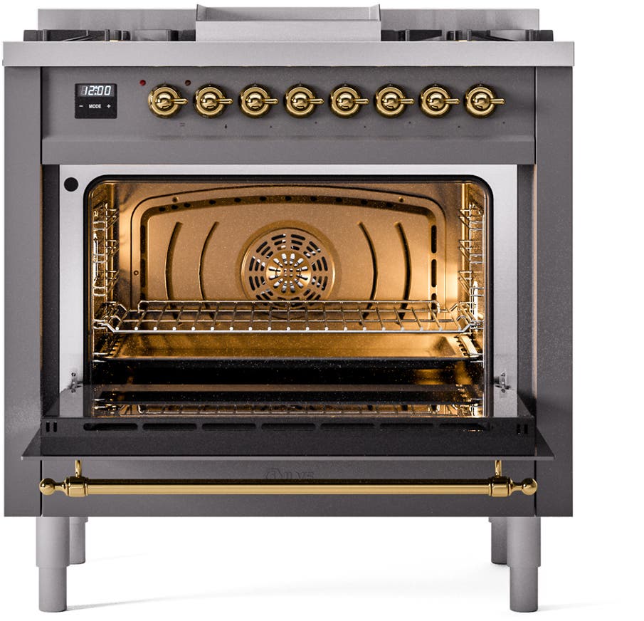 Ilve UP36FNMPMGGLP Matte Graphite, Brass Trim