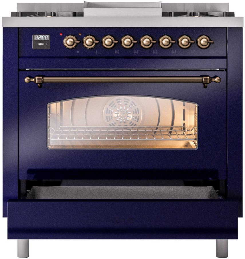 Ilve UP36FNMPMBBLP Midnight Blue With Bronze Trim, Lp