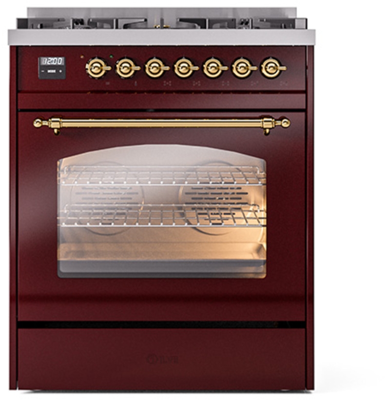 Ilve UP30NMPBUGLP Burgundy With Brass Trim, Lp