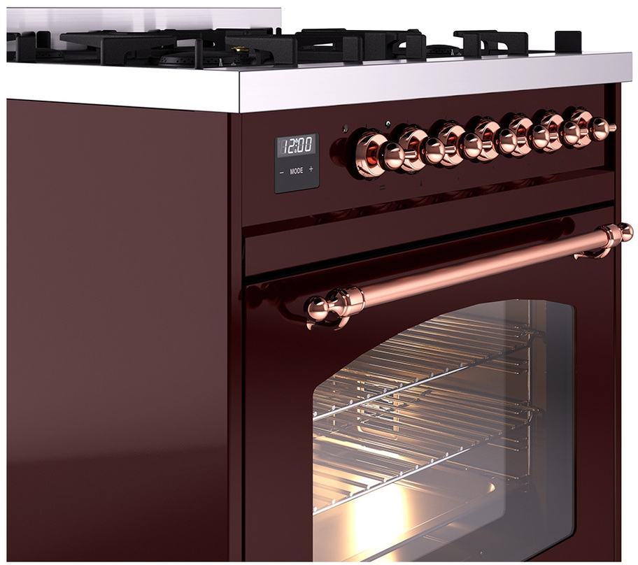 Ilve UP30NMPBUPLP Burgundy With Copper Trim, Lp