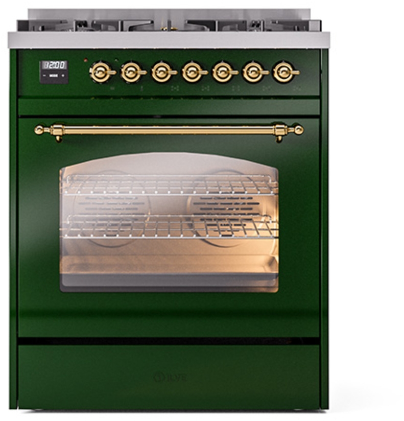 Ilve UP30NMPEGGLP Emerald Green With Brass Trim, Lp