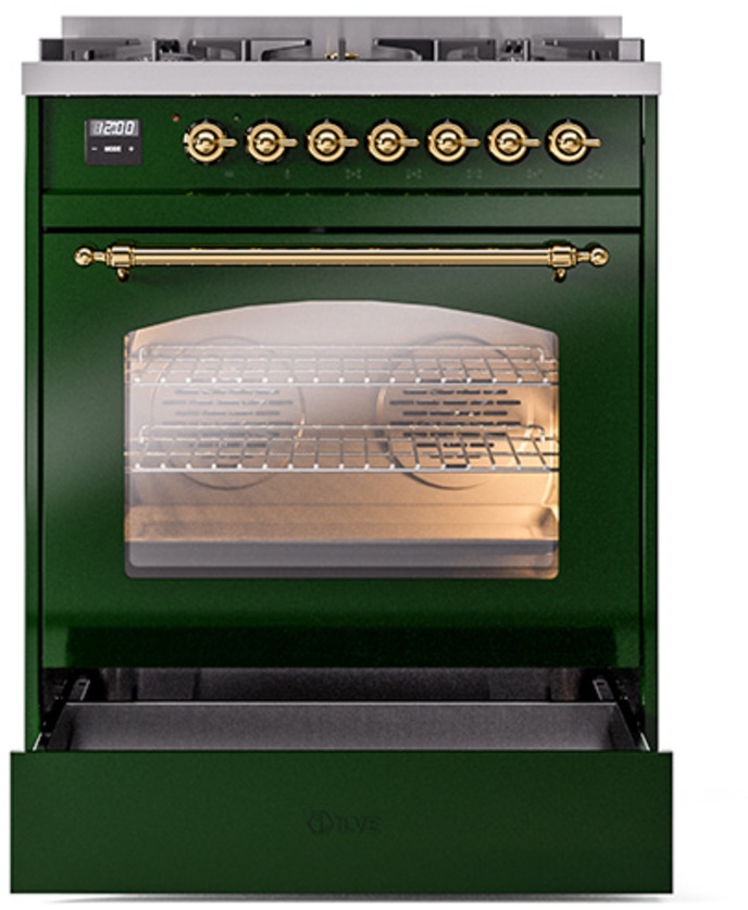 Ilve UP30NMPEGGLP Emerald Green With Brass Trim, Lp