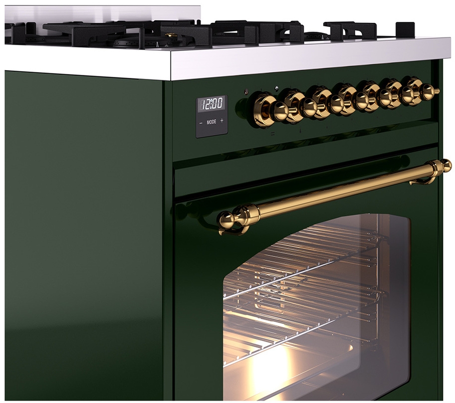 Ilve UP30NMPEGGLP Emerald Green With Brass Trim, Lp