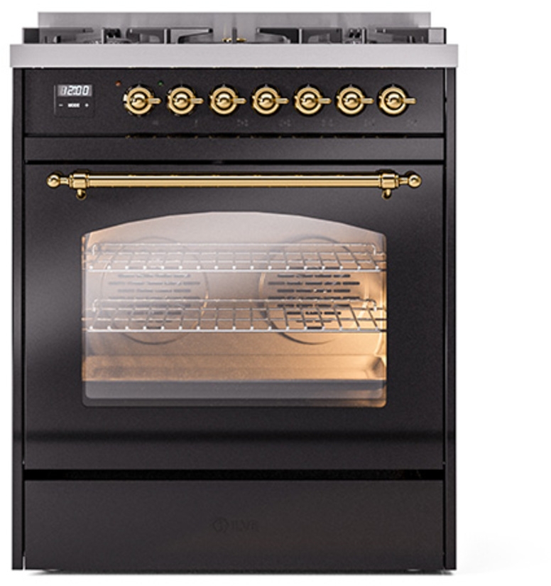 Ilve UP30NMPBKGLP Glossy Black With Brass Trim, Lp