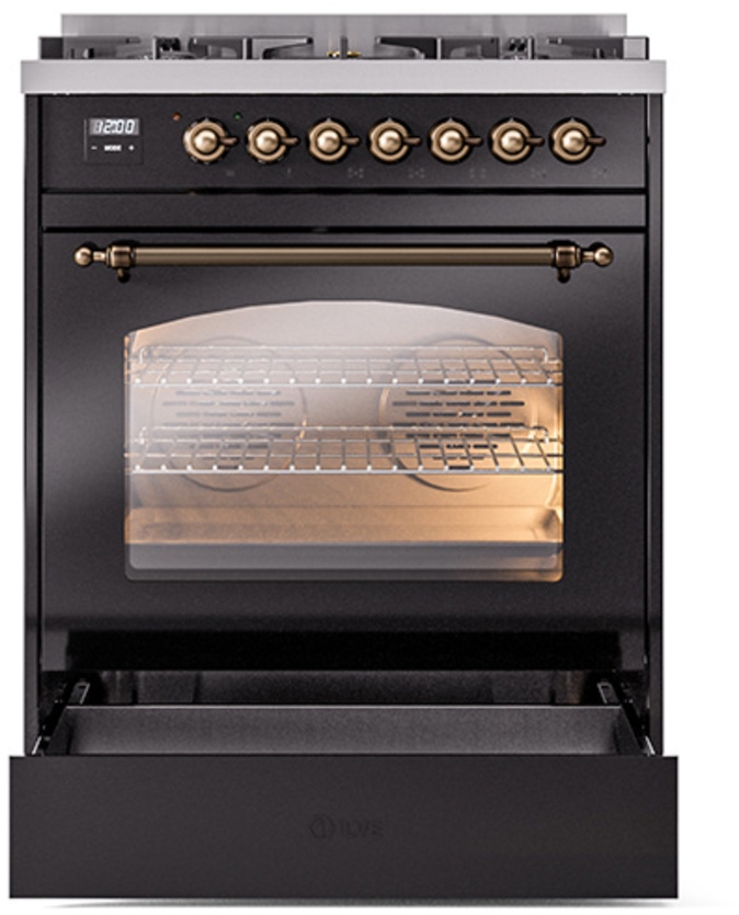 Ilve UP30NMPBKBLP Glossy Black With Bronze Trim, Lp